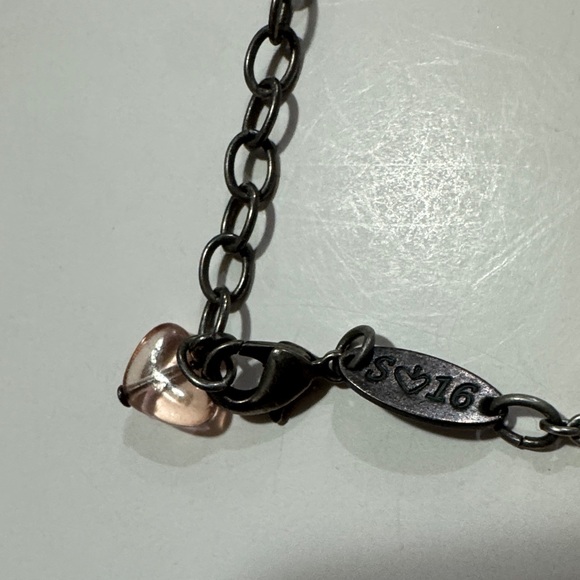 Sabika Silver Tone Necklace with Pink Pendant - Picture 4 of 14